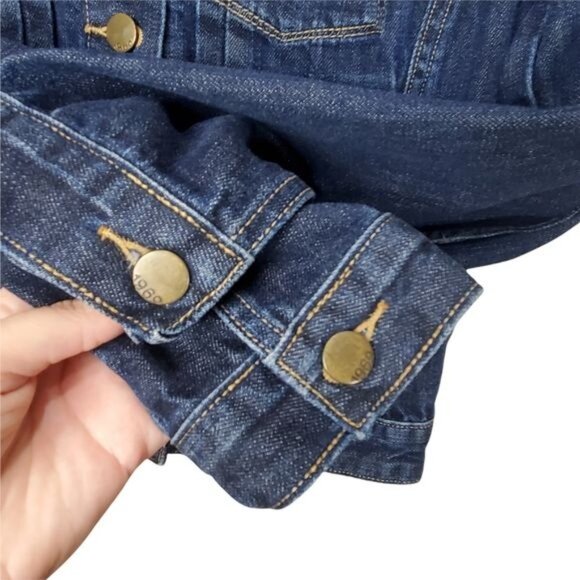 GAP Womens Jacket SZ S Denim Blue Button Long Sleeves Crop Stretchy Y2K 90's - Picture 9 of 10